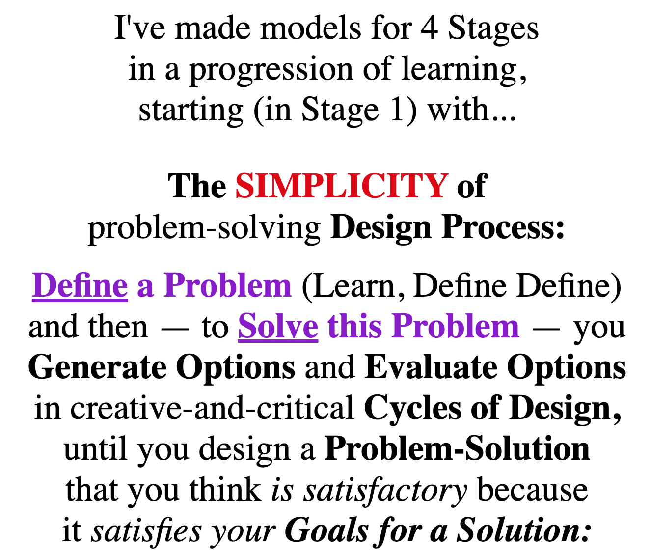 my Simplest Model - Understand, Define, Evaluate & Generate, Decide