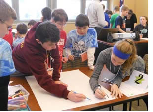 Students doing Design Thinking