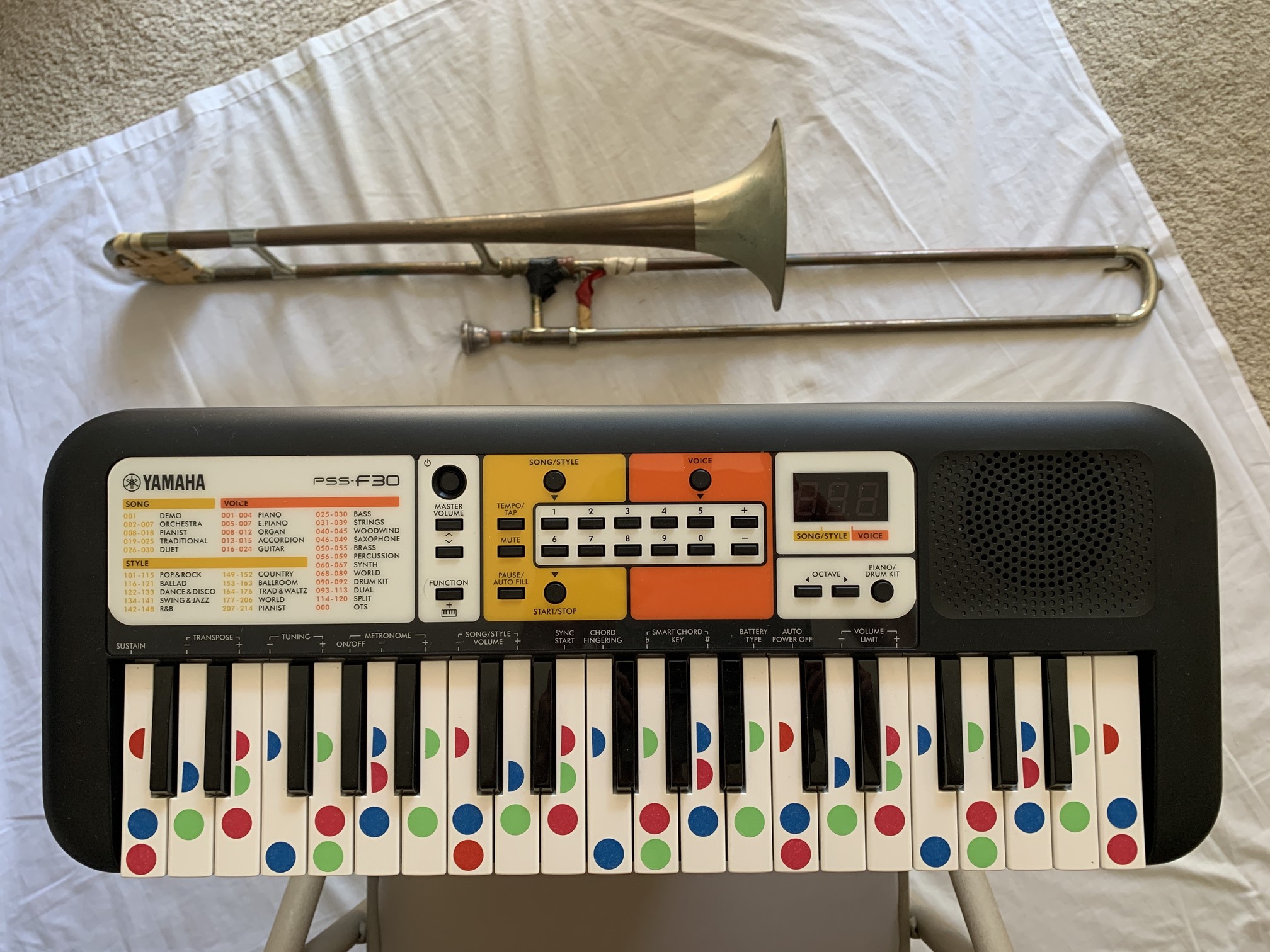 trombone and colorized keyboard